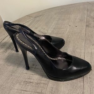 Black Charles David Patent Sling Back Pumps Size 5.5